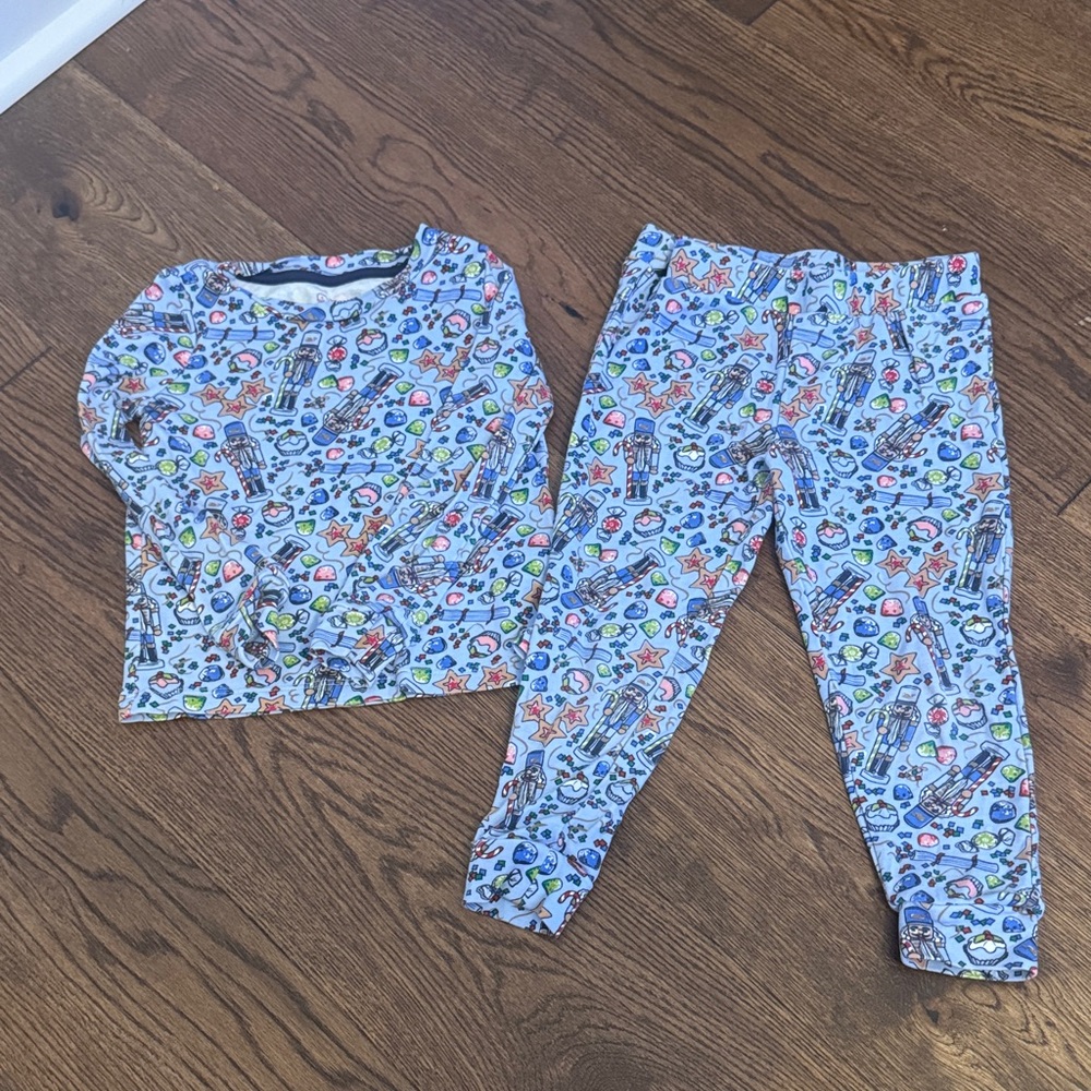 Kids Blue Nutcracker Patterned Pajamas